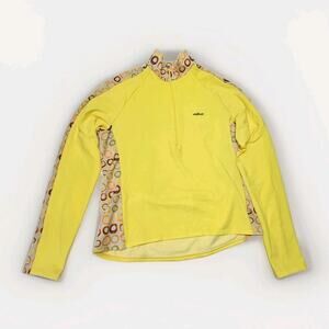 She Beest Womans Yellow Cycling Shirt Size XL Half Zip Athletic Biking Pockets